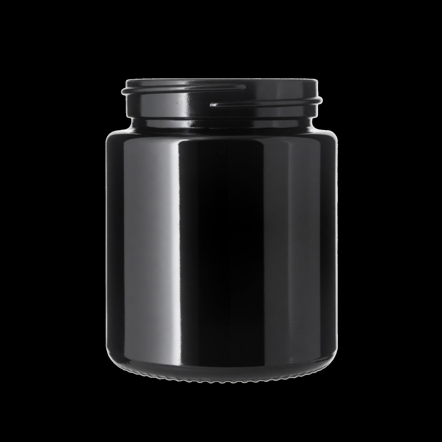 4oz Gloss Black Glass Jar w/ CR Lid - Case of 30 ($1.25/jar)