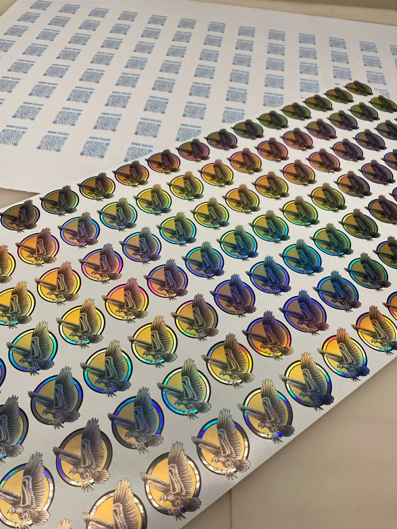 Sheet of holo rainbow round stickers