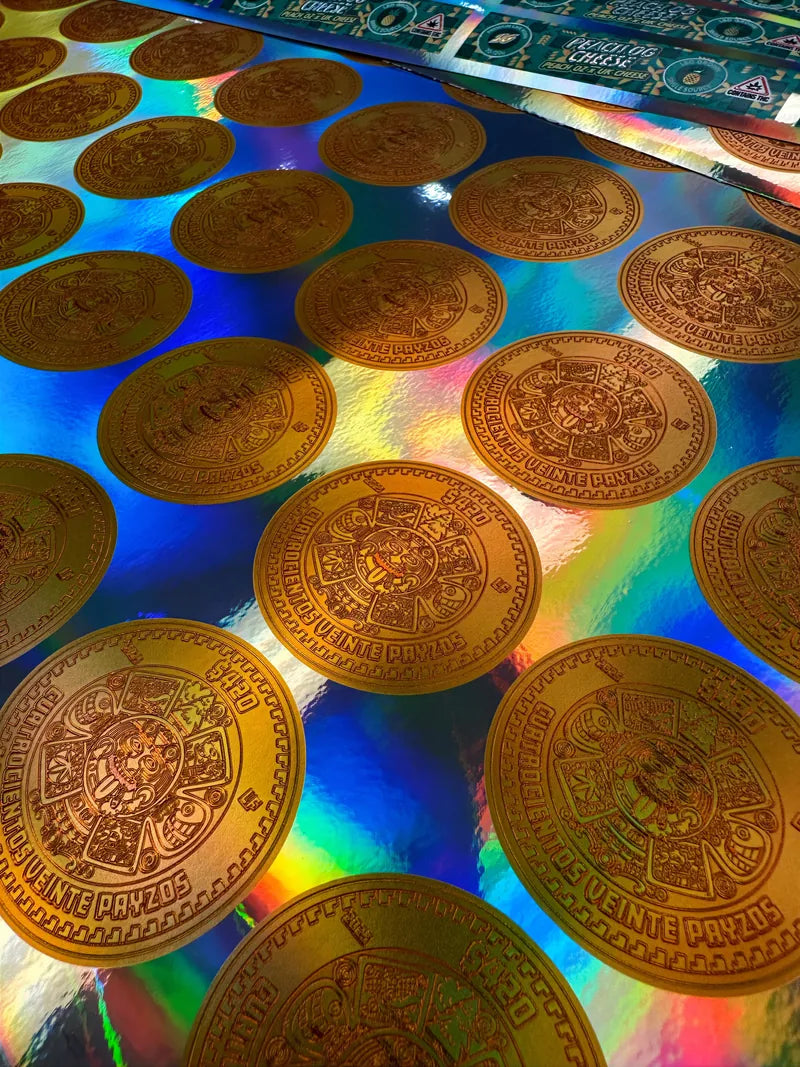 Gold holo coin stickers