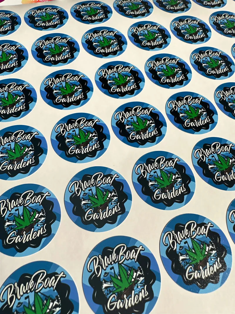 Blue bear garden round stickers sheet