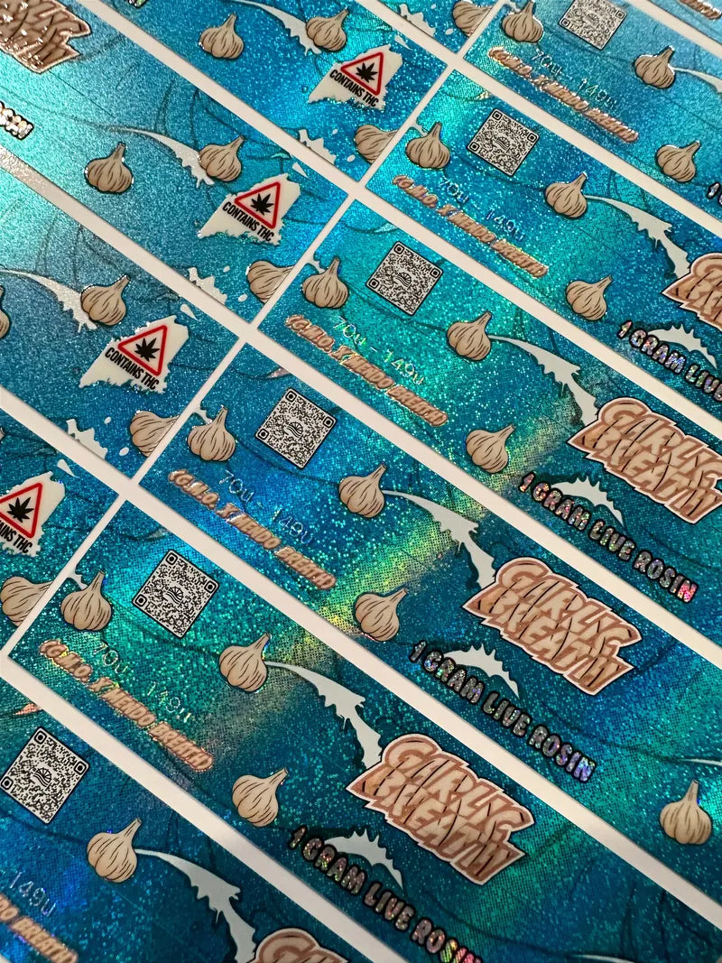 Holo teal label sheet