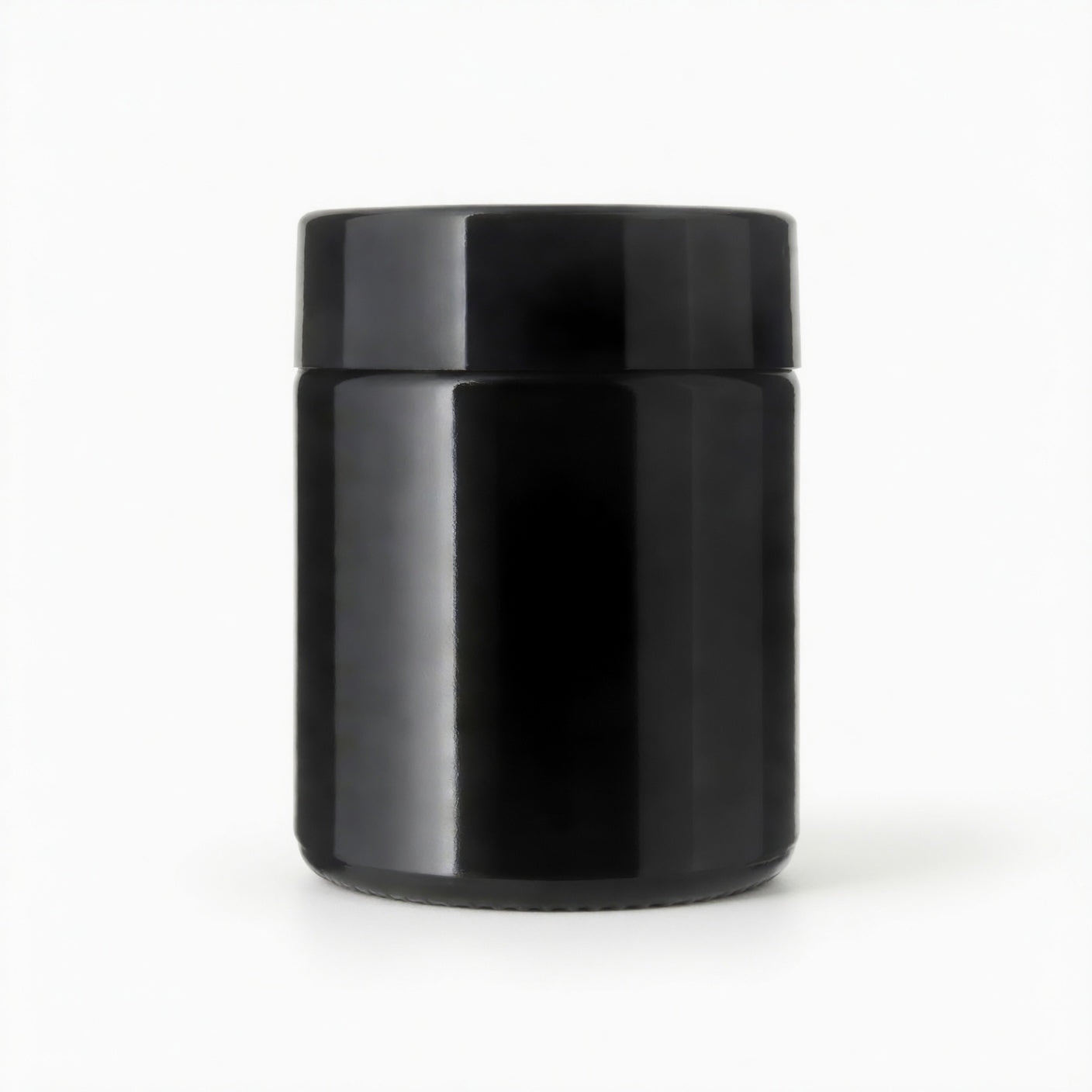 4oz Gloss Black Glass Jar w/ CR Lid - Case of 30 ($1.25/jar)