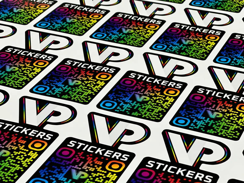 VINYLPAC sheet of vp qr holo die cut sticker