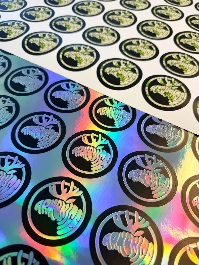 Holo round stickers on sheet