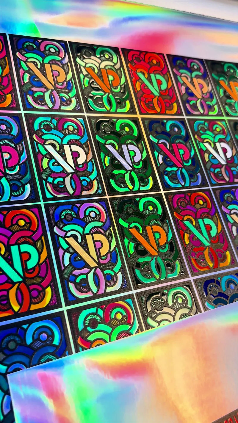 Sheet of holographic VINYLPAC stickers