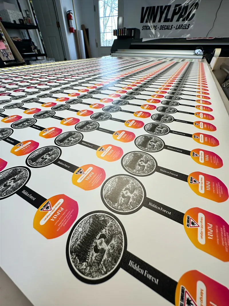 Table of printed labels