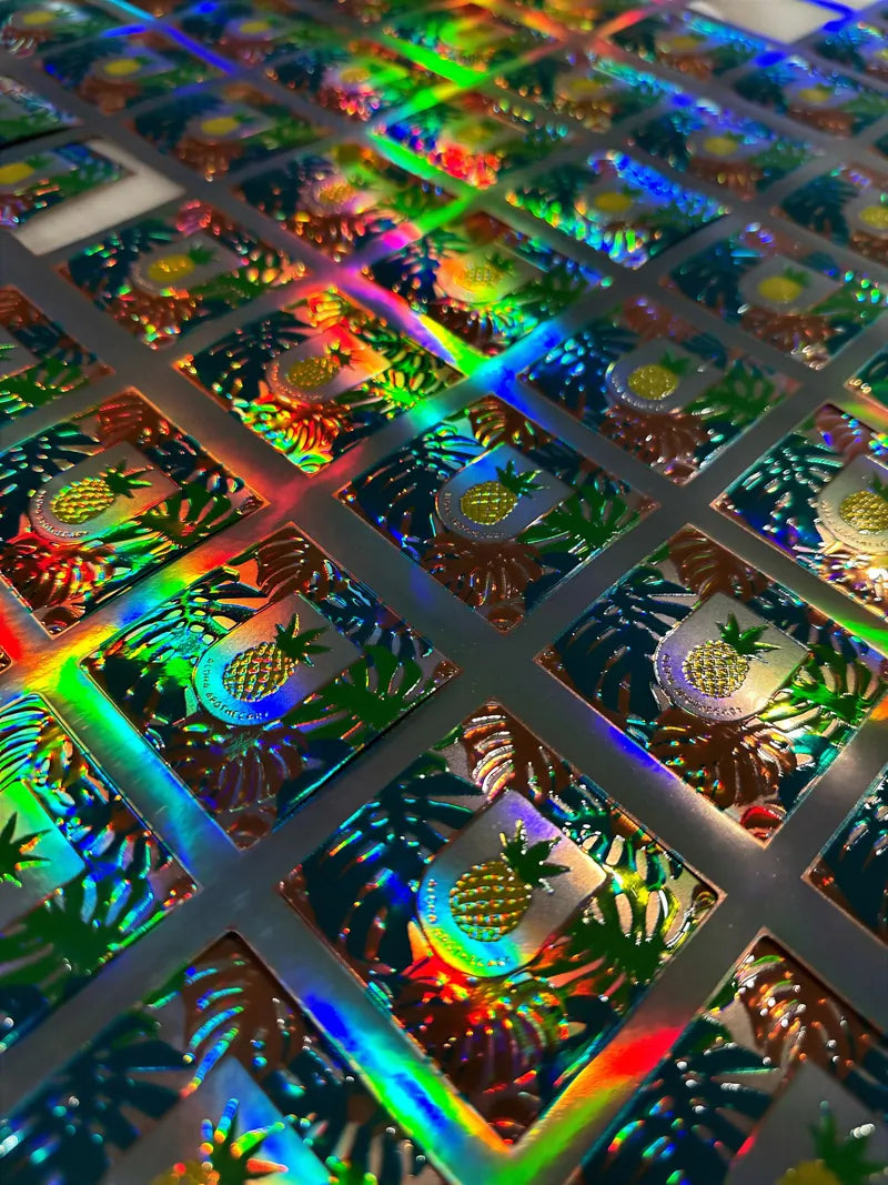 Holo label sheet close up