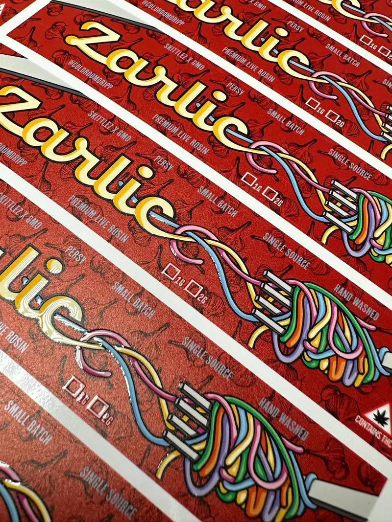Zarlic strip labels red