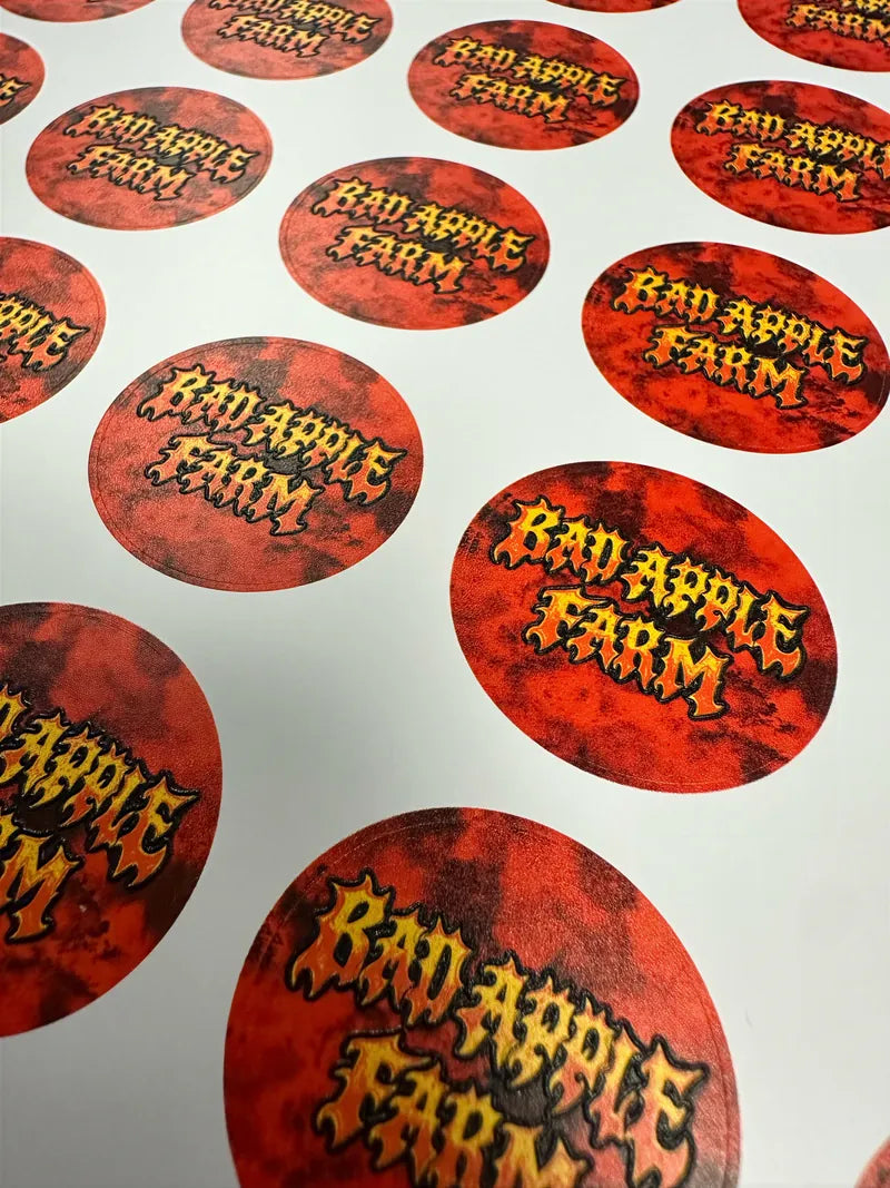 Bad Apple Farm round stickers