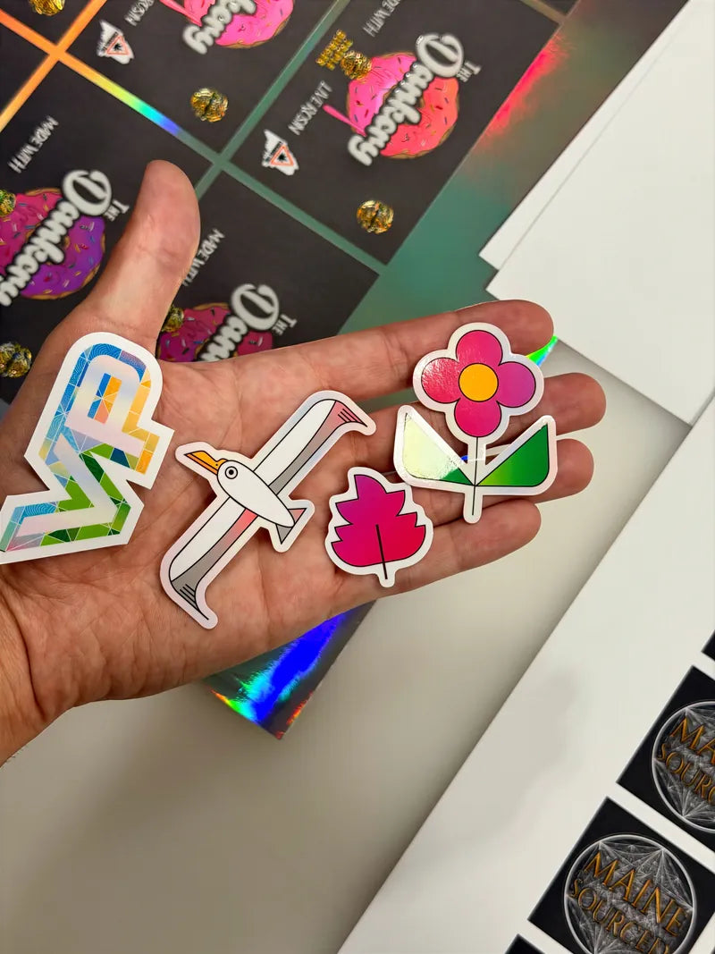 Die cut stickers in hand