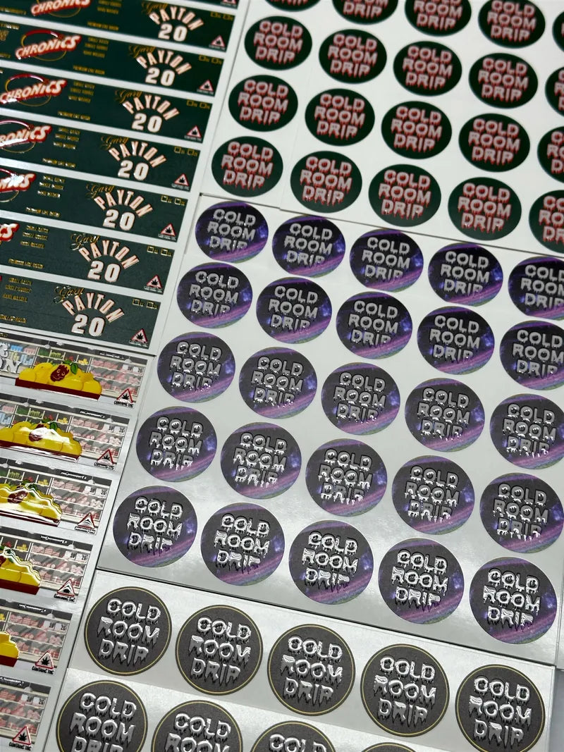 Cold room drip round and strip label sheets