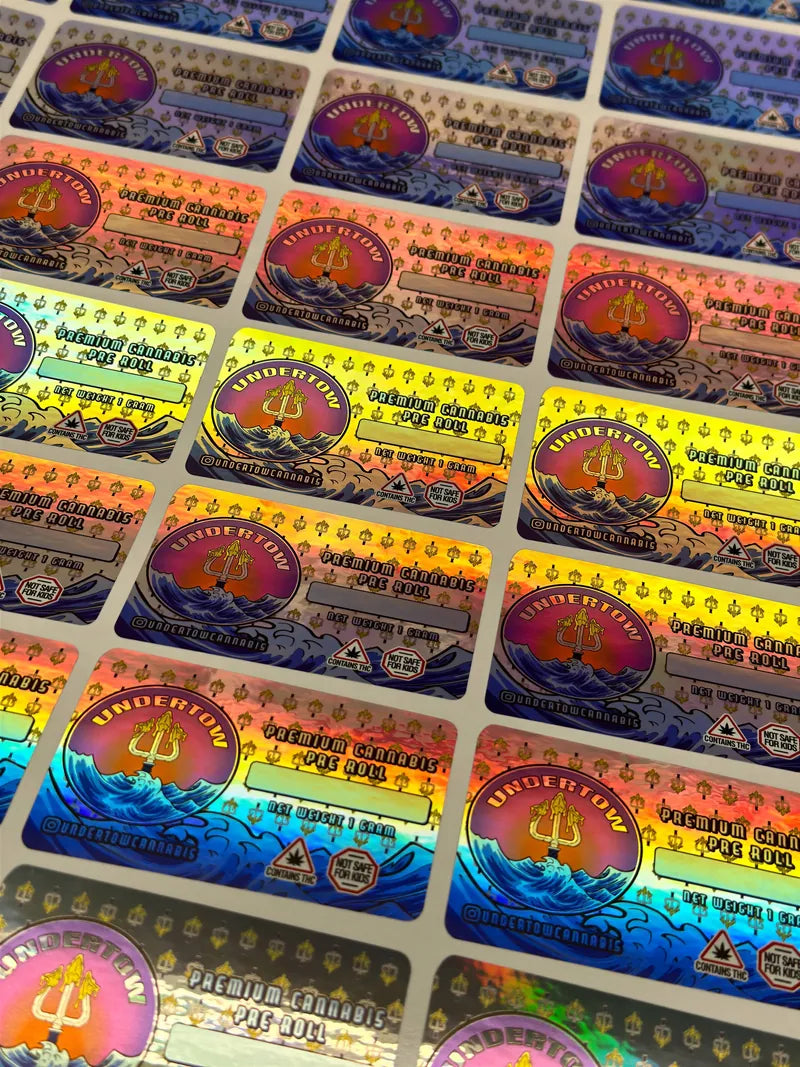 Undertow sheet of holo rainbow labels