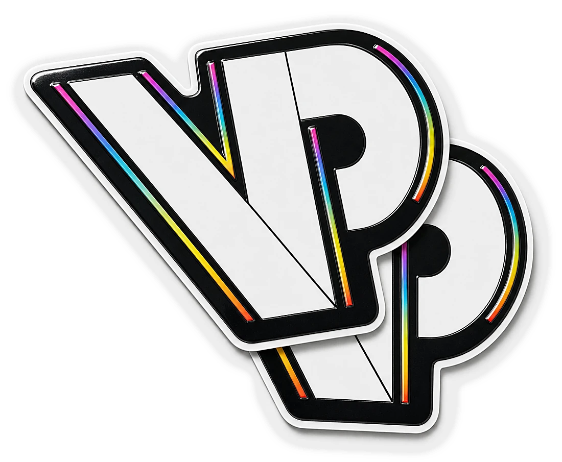 Embossed VINYLPAC die-cut sticker with raised detail