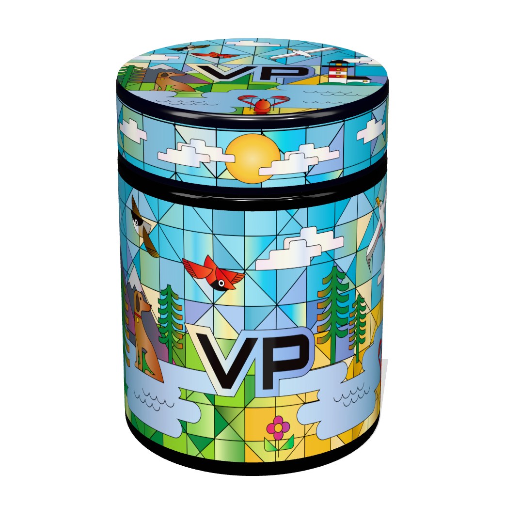 4oz flower jar with VINYLPAC top and wrap